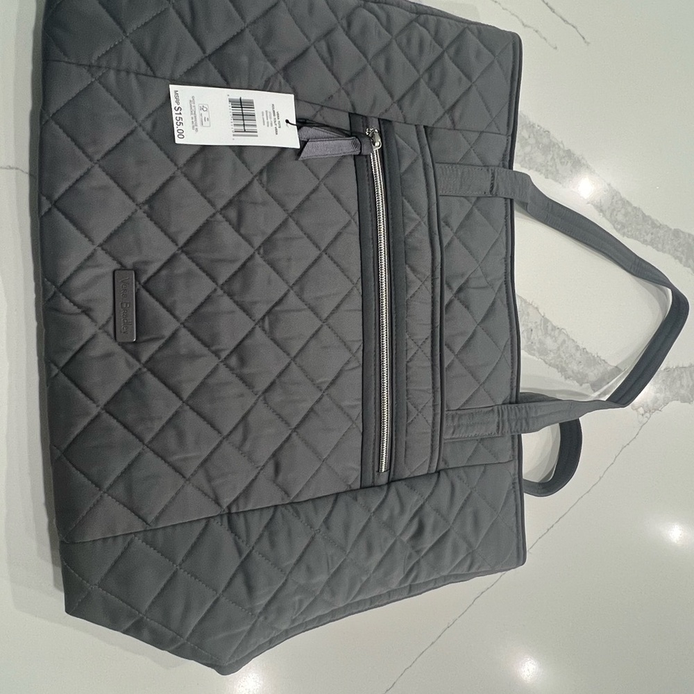 Quilted Gray Tote Bag